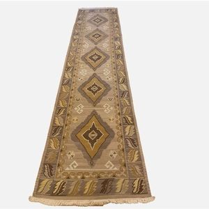 RARE LARGE Sz Runner 16' 3" x 4' KILIM Handwoven 100% Wool NaturalDye Spotless